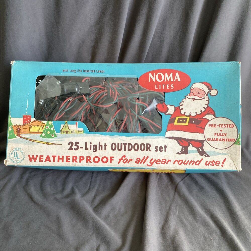Vintage Christmas NOMA LITES 2 Wire Light Strand Clip On C-9 NICE BOX